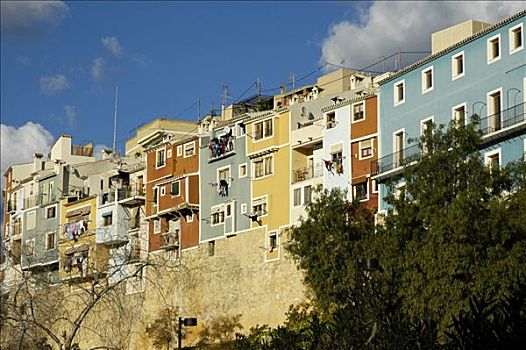 彩色,涂绘,房子,白色海岸,西班牙