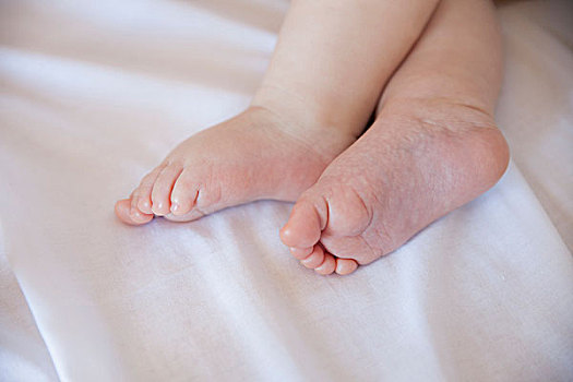 女婴,脚,婴儿床