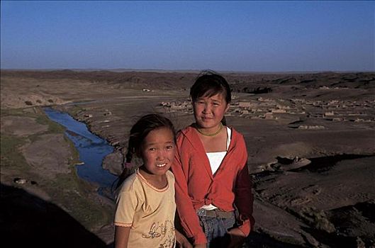 女孩,肖像,蒙古,亚洲