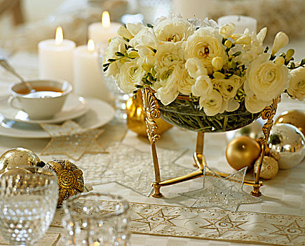 茶桌,圣诞装饰,花