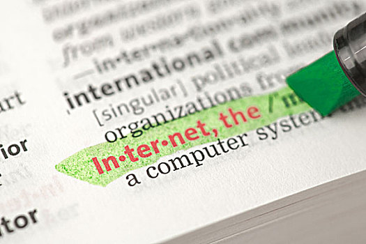 互联网,定义,突显,绿色,字典
