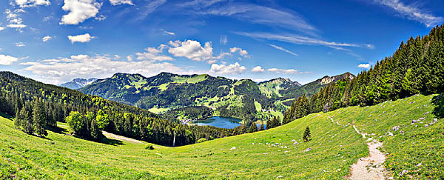 全景,巴伐利亚,阿尔卑斯山