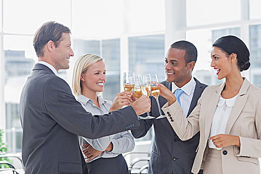 企业团队,庆贺,香槟,祝酒,办公室