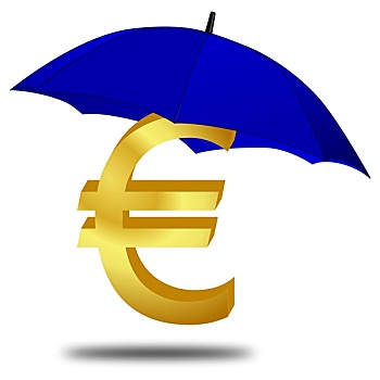 欧元符号,遮盖,防护,伞