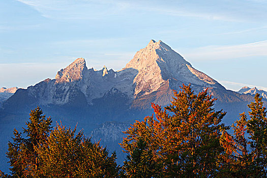 早晨,山,贝希特斯加登阿尔卑斯山,贝希特斯加登地区,地区,上巴伐利亚,德国,欧洲