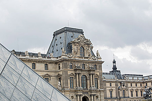 卢浮宫,玻璃金字塔,天空