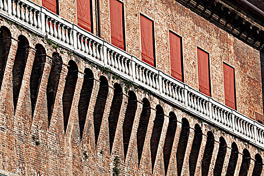 特写,要塞,露台,窗户,费拉拉,艾米利亚-罗马涅大区,意大利