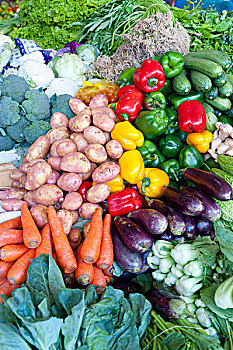 蔬菜,食品市场,金边,柬埔寨,印度支那,东南亚,亚洲