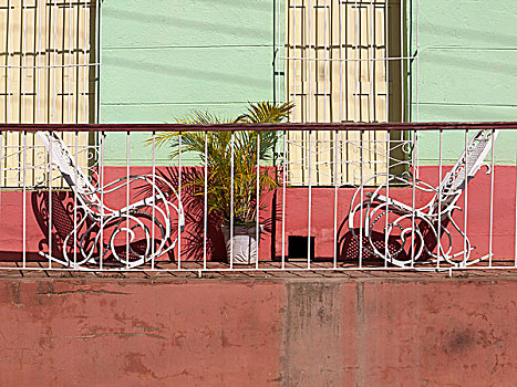 露台,椅子,特立尼达,古巴,拉丁美洲