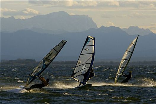 风帆冲浪者,正面,楚格峰,巴伐利亚,德国