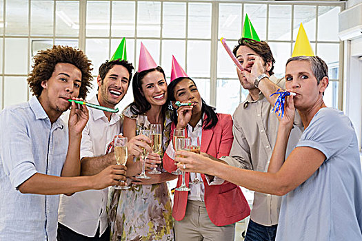 休闲,企业团队,庆贺,香槟,聚会尖角帽