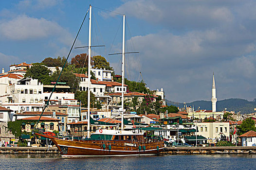 历史,城镇,码头,马尔马里斯,土耳其,爱琴海,海岸