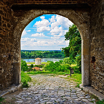 贝尔格莱德,要塞,风景,拱道,多瑙河,塞尔维亚,欧洲