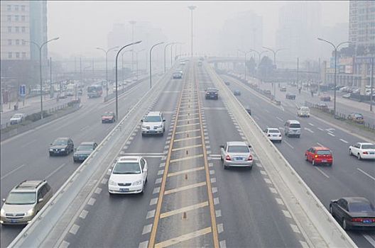 交通,高速公路,烟雾,北京,中国