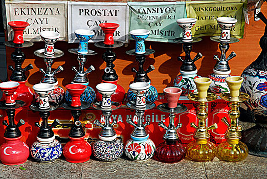 水烟袋,纪念品,市场,伊斯坦布尔,土耳其