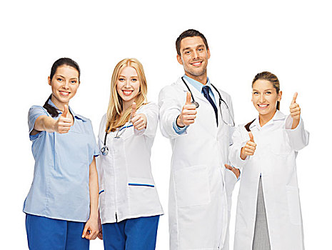 医药健康,概念,职业,年轻,团队,群体,博士,展示,竖大拇指
