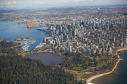 俯视图,港口,温哥华,加拿大