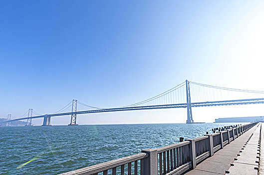 海湾大桥,上方,水,旧金山,蓝天