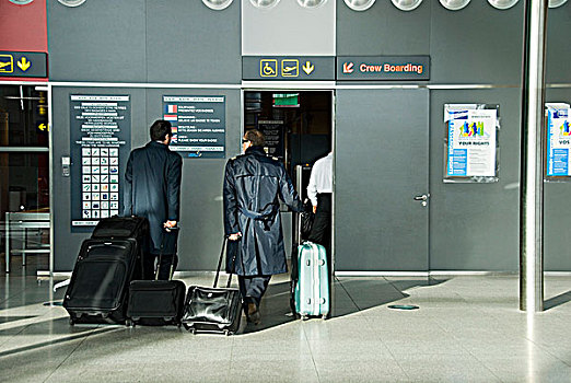 飞行员,行李,机场,后视图