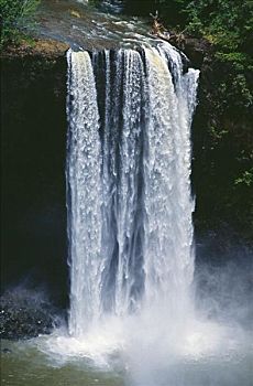 夏威夷,考艾岛,威陆亚,瀑布,州立公园,特写,层叠