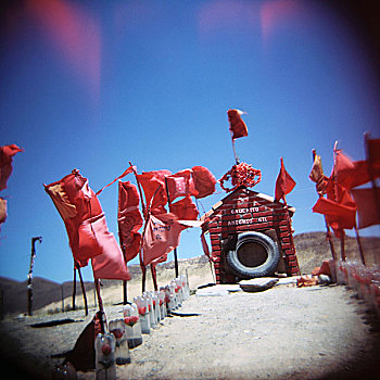 红色,旗帜,圣坛,南美大草原,安第斯山