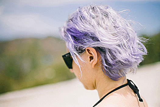 女人,紫色,头发,观景,圣巴勃罗,巴西