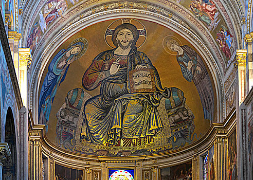 图案,耶稣,圆屋顶,大教堂,比萨,托斯卡纳,意大利,欧洲