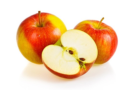 成熟,红苹果,水果,隔绝,白色背景