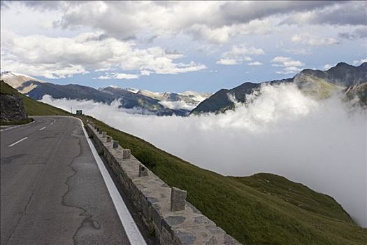 高,道路,高处,云,上陶恩山国家公园,阿尔卑斯山,奥地利
