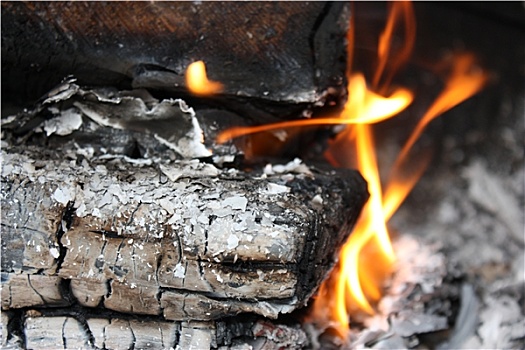 木头,木碳,燃烧,火焰,舔,向上