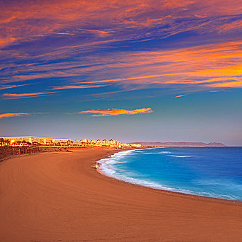 艾美利亚,日落,海滩,西班牙