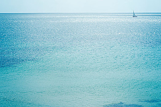 远景,帆船,闪闪发光,蓝色海洋