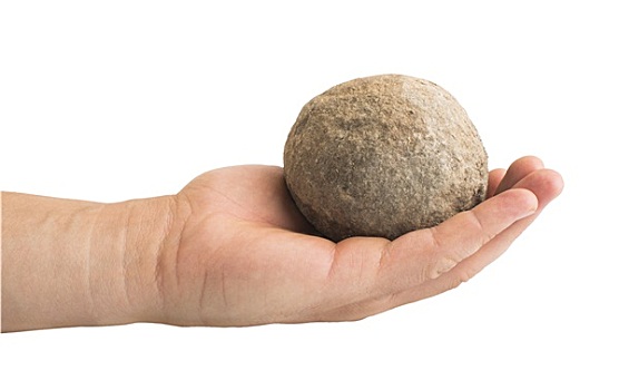 握着,石头,球
