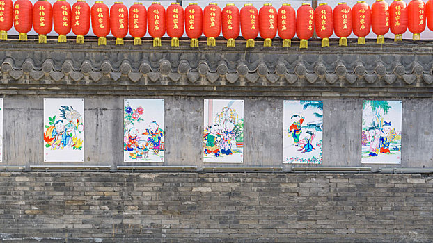 中国沈阳民俗红灯笼壁画