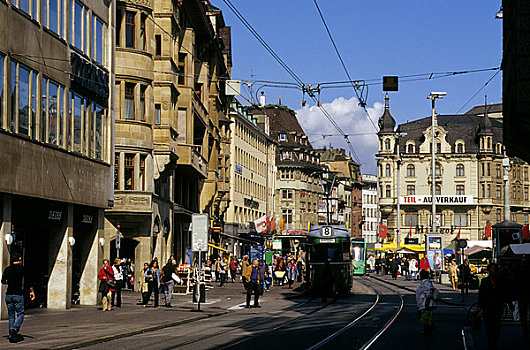 瑞士,巴塞尔,街景,市区,购物街