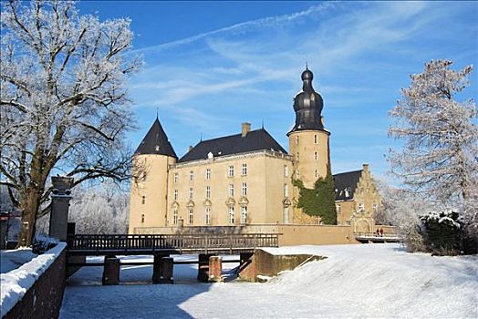 城堡,冬天,地区,明斯特地区,北莱茵威斯特伐利亚,德国,欧洲