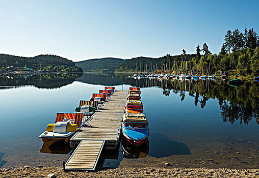早晨,气氛,划艇,湖,黑森林,巴登符腾堡,德国,欧洲