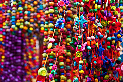 彩色,纺织品,珠子,市场