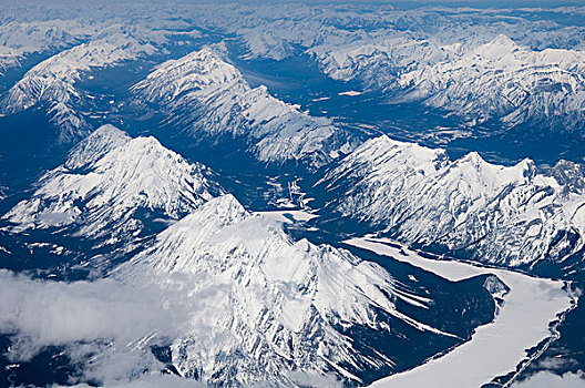 航拍,落基山脉,艾伯塔省,加拿大