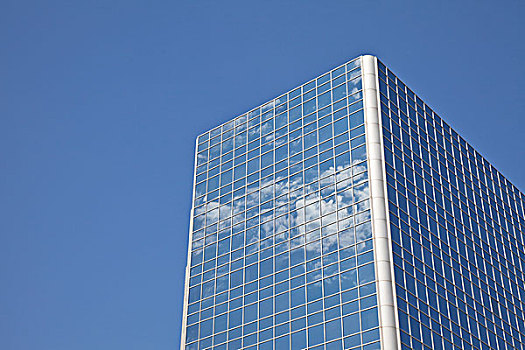 云,反射,窗户,摩天大楼,蓝天,艾伯塔省,加拿大