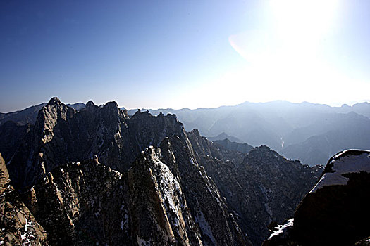 陕西-西岳华山西峰眺望群山