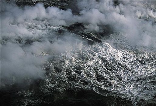 蒸汽,火山岩,飘动,海洋,夏威夷