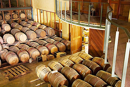 葡萄酒桶,一堆,排,哈瓦那,山,葡萄酒厂,费城,南非