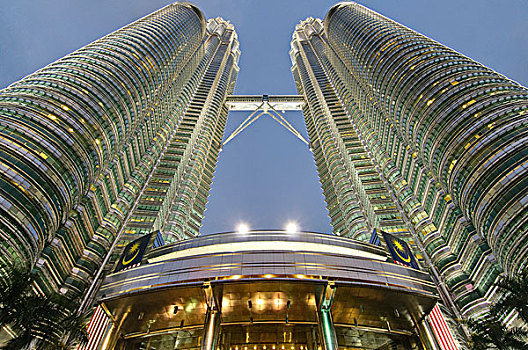 双子塔,黄昏,吉隆坡,马来西亚,东南亚