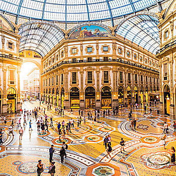 商业街廊,米兰,伦巴第,意大利,旅游,走,购物中心