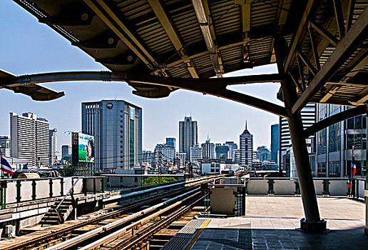 高架列车,车站,曼谷,泰国