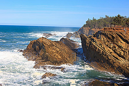 俄勒冈,美国,岩石构造,岸边,英亩,州立公园,海岸,太平洋,海洋