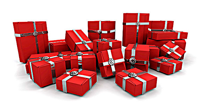 一堆,礼盒坐在一堆礼品盒中送礼物的三个小孩阿联酋迪拜哈利法塔购物