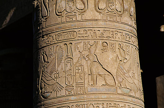 埃及,尼罗河,康翁波神庙,柱子,浮雕,雕刻