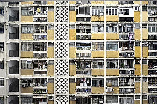密密麻麻的楼宇单位,香港石硖尾公共屋邨